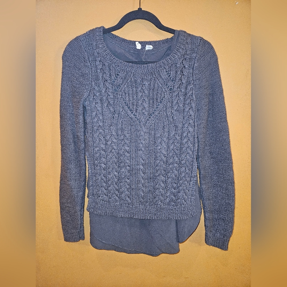 Anthropologie Moth Gray Sweater with Built in Lining/Cami, Size Small